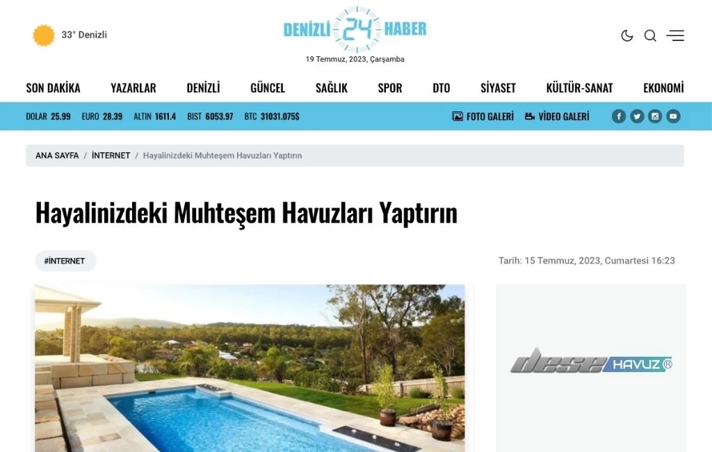 Muhteşem havuz yaptırın Havuz Yapımı