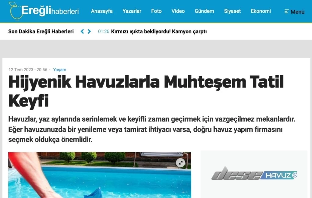 Muhteşem tatil keyfi Havuz Yapımı