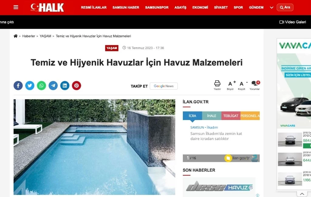 Hijyenik havuzlar için Havuz Yapımı