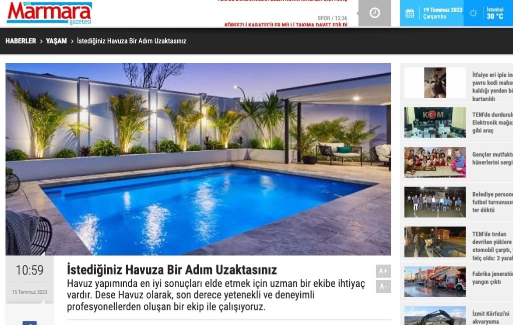 Havuza ilk adım Havuz Yapımı